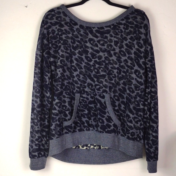 C♥️BUNDLE ONLY♥️FRVR 21 Black & Midnight Blue Leopard Hand Pouch Pullover… - Picture 2 of 9